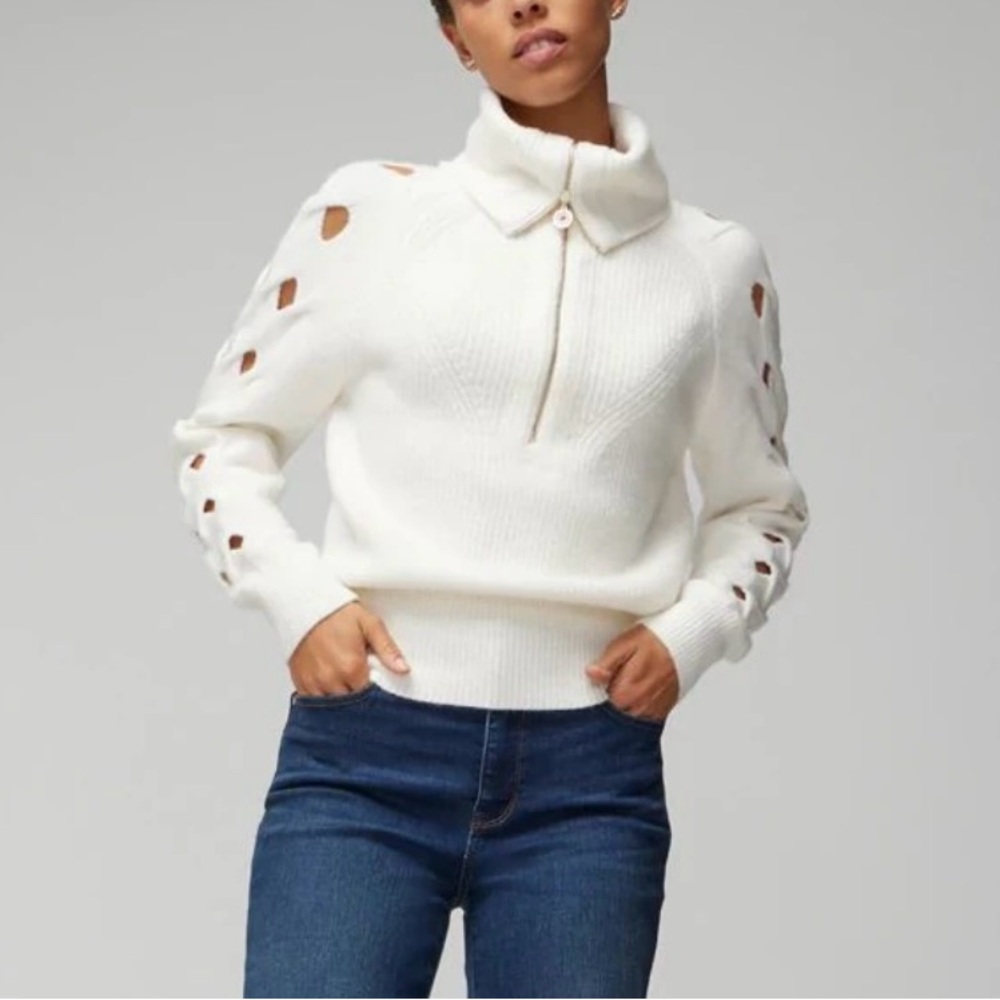 WHBM Novelty Sleeve Half Zip Pullover - Picture 2 of 7
